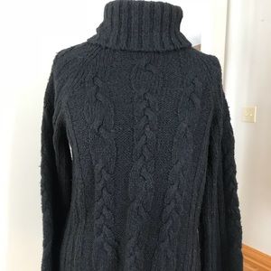 Cable knit sweater with mock turtle neck
